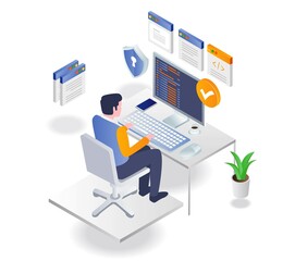 programmer working on computer