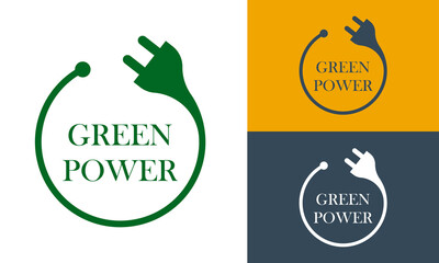 green electric power circular logo icon