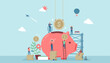Saving money concept vector web banner illustration