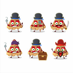 Sticker - Cartoon character of slice of apple pie with various pirates emoticons