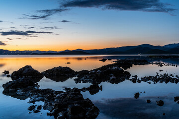 Canvas Print - Rocky beach at sunset