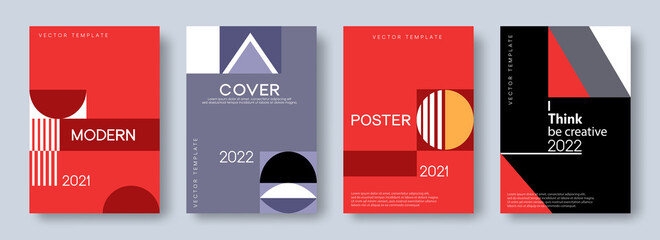Wall Mural - set of modern cover design template with geometric shapes for card, poster, flyer, brochure, banner 