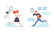 © topvectors - Man in Hurry and Woman Escaping from Clock Dial Failing Handling Deadline and Timeline Vector Set