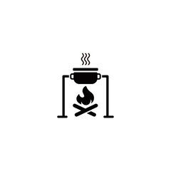 Sticker - Camping cooking simple flat icon vector illustration