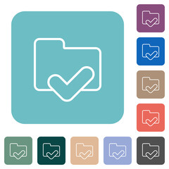 Sticker - Folder ok outline rounded square flat icons