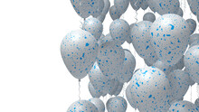 White Balloons With Blue Flakes Isolated On White Background