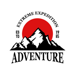 Wall Mural - adventure. emblem with mountain. design element for logo, emblem, sign, poster, t shirt. vector illu