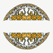 Art Nouveau Flower Badge Pattern Vector, Remixed From The Artworks Of Alphonse Maria Mucha