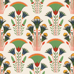 Wall Mural - Egyptian floral seamless pattern background vector