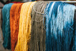 Full frame shot of colorful dyed yarn background. Colourful of dyed silk cotton from the natural colour.