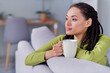 © deagreez - Photo of young dreamy afro american peaceful woman look hold hand mug indoors inside house home flat