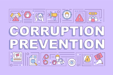 Wall Mural - corruption prevention word concepts banner. corruption control measures. infographics with linear ic