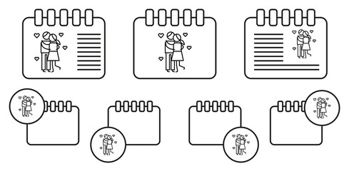 Sticker - Kiss, love, parents vector icon in calender set illustration for ui and ux, website or mobile application