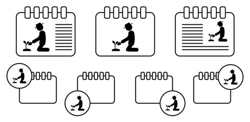 Canvas Print - Man seedling vector icon in calender set illustration for ui and ux, website or mobile application