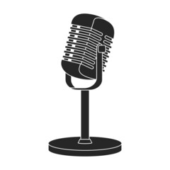 Wall Mural - Mic vector icon.Black vector icon isolated on white background mic.