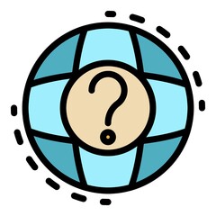 Canvas Print - Global question headhunter icon. Outline global question headhunter vector icon color flat isolated