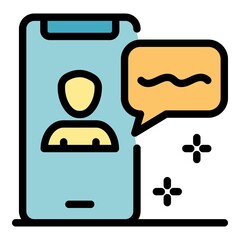 Wall Mural - Chat with admin on the phone icon. Outline chat with admin on the phone vector icon color flat isolated