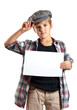 © Julia - Kid with beret hold white paper