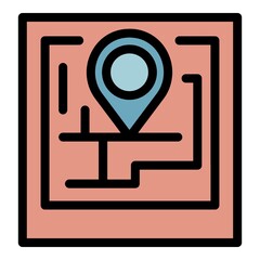 Sticker - Route on screen icon. Outline route on screen vector icon color flat isolated