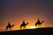 The Three Holy Kings Riding On Camels Into The Night