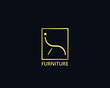 abstract gold furniture logo with line art. modern templates. for corporate and graphic design. chair, lamp, table, cupboard logo icon.