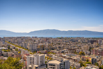 View of the city Vlore in Albania. Vlore is the second largest port city of Albania