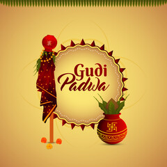 Wall Mural - Happy ugadi celebration card with creative illustration