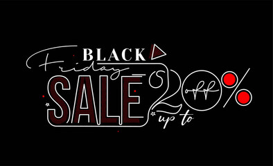 Wall Mural - Black Friday Sale Promotion Poster or banner Design, Special offer 20% sale, Promotion and shopping vector template.