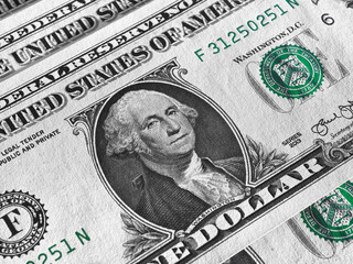 Wall Mural - american money close up. 1 us dollar bills with textured paper surface. economy and business of the 