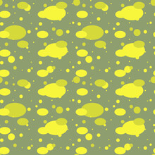 Bright Yellow Oval Abstract Spots On Khaki Background Seamless Vector Pattern