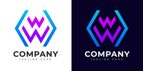 Modern gradient style initial letter w logo design template