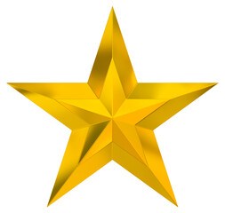 Wall Mural - 5 point star - Christmas Star - golden single isolated on white - 3d rendering