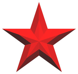 Wall Mural - 5 point star - Christmas Star - red single isolated on white - 3d rendering