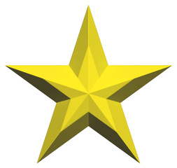 Wall Mural - 5 point star - Christmas Star - yellow single isolated on white - 3d rendering