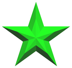 Wall Mural - 5 point star - Christmas Star - green single isolated on white - 3d rendering