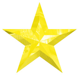 Wall Mural - 5 point star - Christmas Star - yellow single isolated on white - 3d rendering