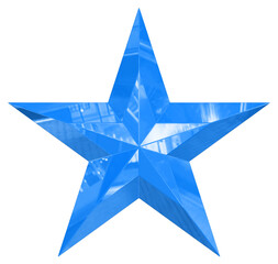 Wall Mural - 5 point star - Christmas Star - blue single isolated on white - 3d rendering