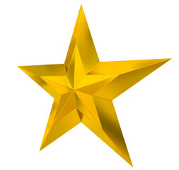 Wall Mural - 5 point star - Christmas Star - golden single isolated on white - 3d rendering