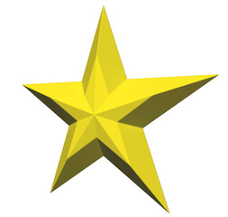 Wall Mural - 5 point star - Christmas Star - yellow single isolated on white - 3d rendering
