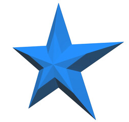 Wall Mural - 5 point star - Christmas Star - blue single isolated on white - 3d rendering