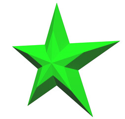 Wall Mural - 5 point star - Christmas Star - green single isolated on white - 3d rendering