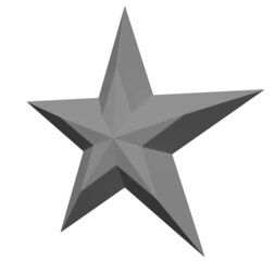 Wall Mural - 5 point star - Christmas Star - gray single isolated on white - 3d rendering