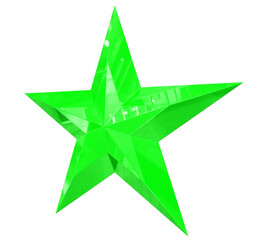 Wall Mural - 5 point star - Christmas Star - green single isolated on white - 3d rendering
