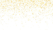 Gold Glitter Shiny Holiday Confetti On White Background. Vector
