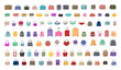 Vector collection of colorful bags, suitcases and backpacks.