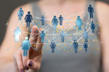 businessman using data network with his fingers