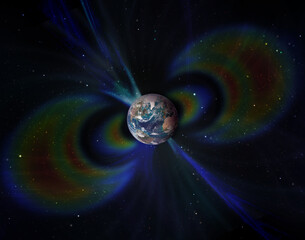Wall Mural - geomagnetic field around planet earth in space. elements of this image furnished by nasa.