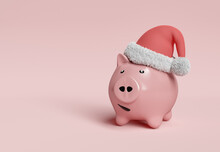 Piggy Bank With Santa Claus Hat