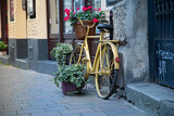 Rower miejski. Dekoracja z motywem roweru. Ekologiczny transport w mieście