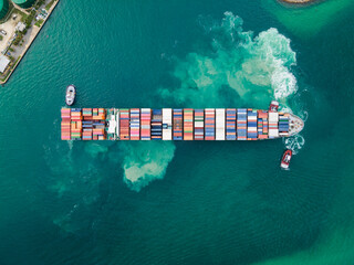 Container ship turning